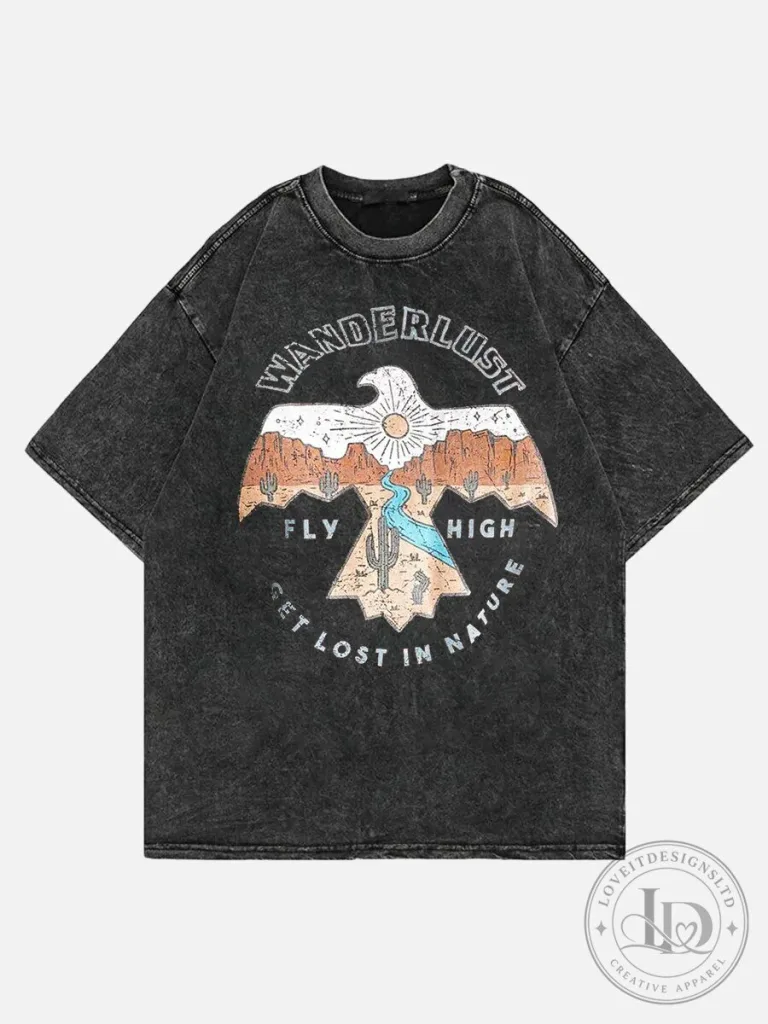 Wanderlust Fly High Get Lost In Nature Washed Graphic T-Shirt 1 Wanderlust Fly High Get Lost In Nature Washed Graphic T-Shirt