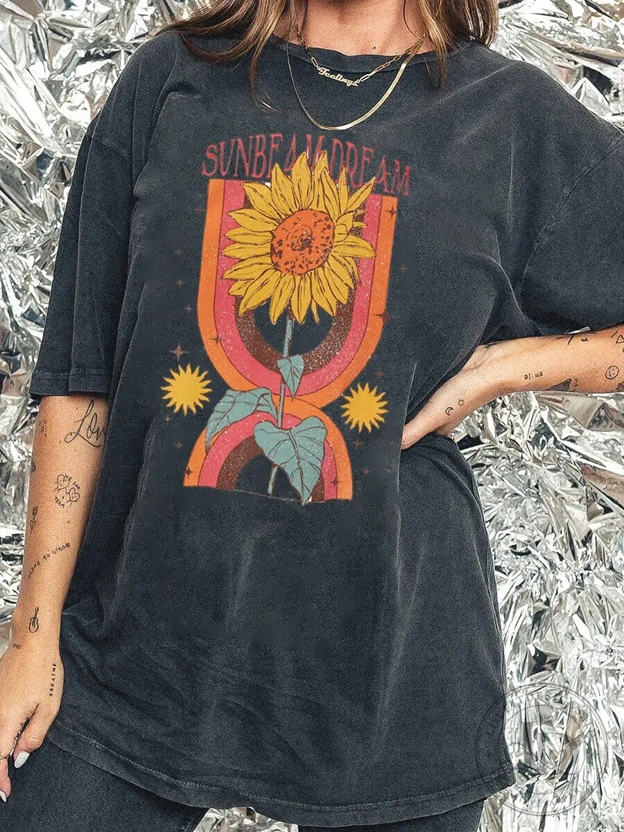 Sunbeam Dream Sunflower Vintage Washed T-Shirt 1 Sunbeam Dream Sunflower Vintage Washed T-Shirt