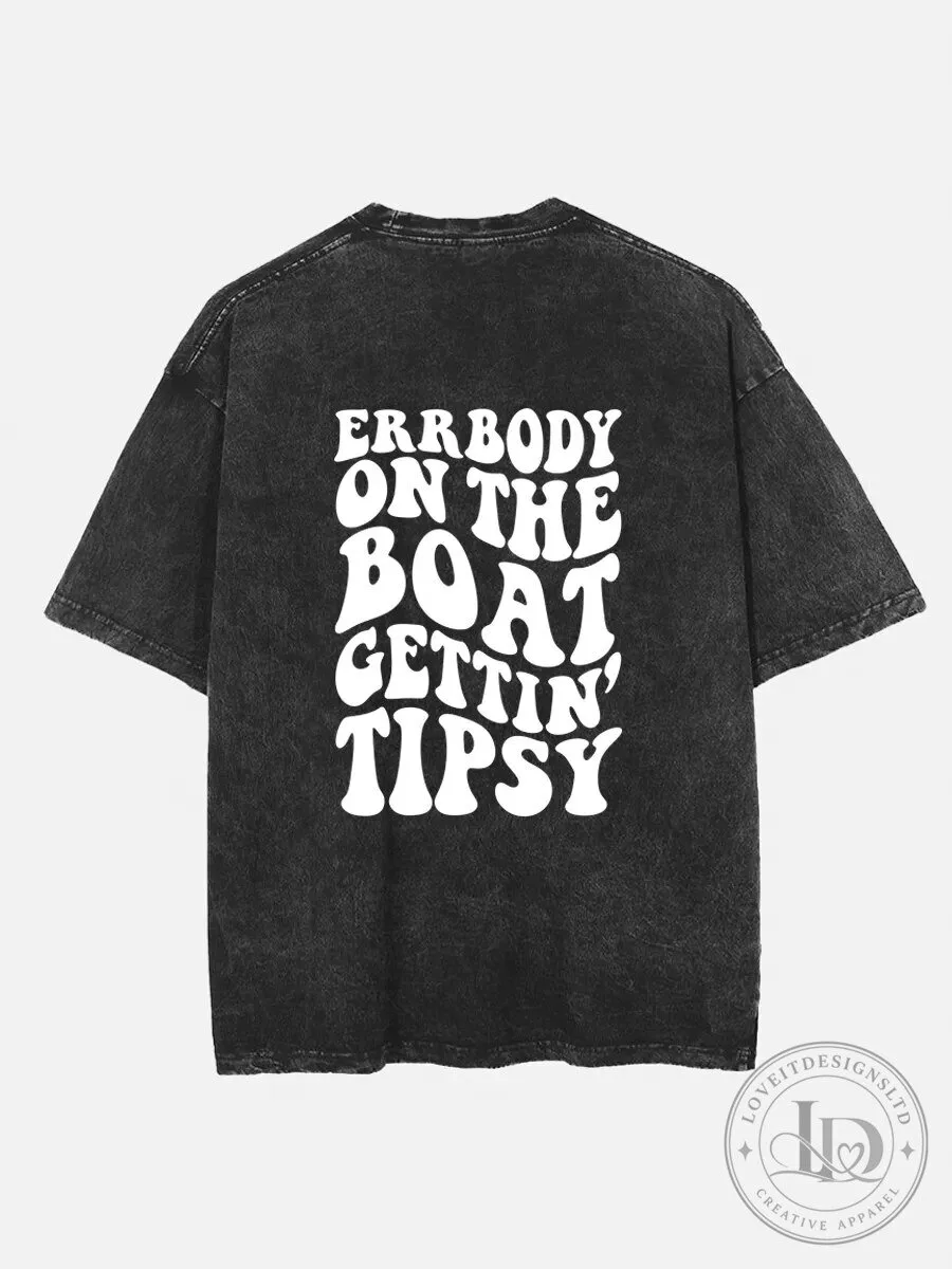 Everybody On The Boat Getting Tipsy Washed Black T-Shirt