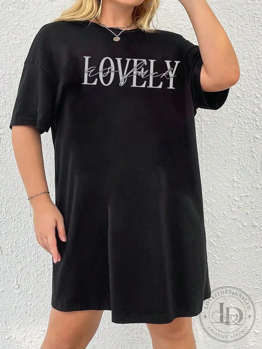 Lovely As Fuck Oversized Black T-Shirt Dress